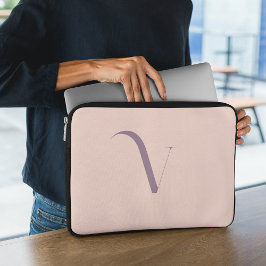 Girly Feminine  Rosa Monogram Namn-skript Laptop Fodral