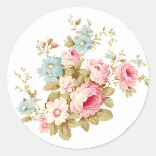 Girly Feminine Vintage Rosa ros Runt Klistermärke