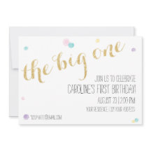 Girly First Birthday bjudande - Glitter Guld