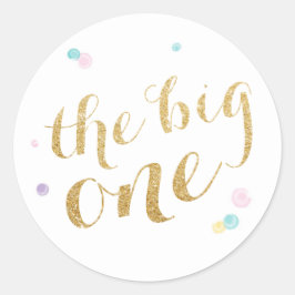 Girly First Birthday Sticker Runt Klistermärke