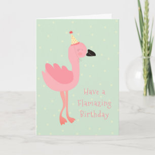 Girly Flamazing Birthday Flamingo Watercolor Rosa Kort