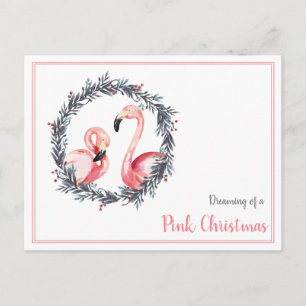 Girly Flamingo drömmer om en rosa jul Vykort