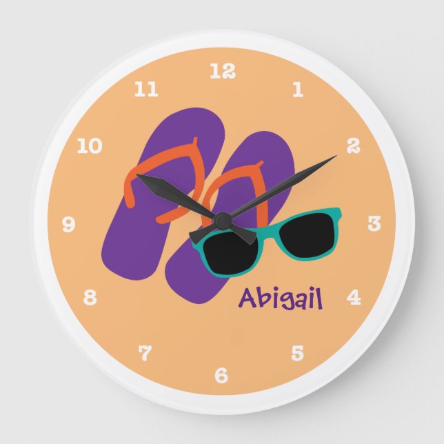Girly Flinflip flops Sunglasses Add Namn Stor Klocka (Framsida)