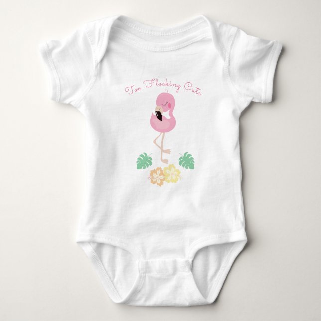 Girly Flocking Cute Funny Tropical Flamingo Rosa T Shirt (Framsida)