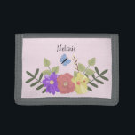 Girly Flowers och Butterfly Pastel Rosa Namn<br><div class="desc">blommigt om söt på lastpall för rosa av pastellpapper (färg kan ändras i bakgrunden)</div>