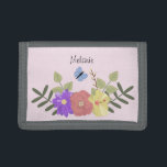 Girly Flowers och Butterfly Pastel Rosa Namn<br><div class="desc">blommigt om söt på lastpall för rosa av pastellpapper (färg kan ändras i bakgrunden)</div>