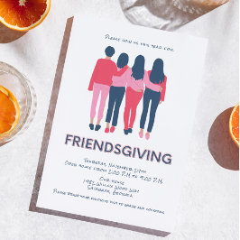 Girly Friendsgiving Thanksgiving Party-inbjudan Inbjudningar