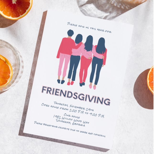Girly Friendsgiving Thanksgiving Party-inbjudan Inbjudningar (Skapare uppladdad)