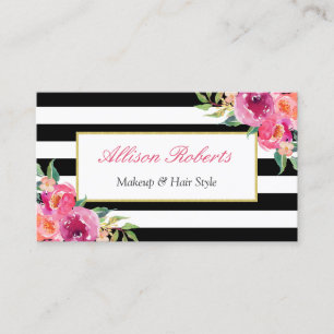 Girly Fuchsia Blommigt Makeup Artist Beauty Salon Visitkort