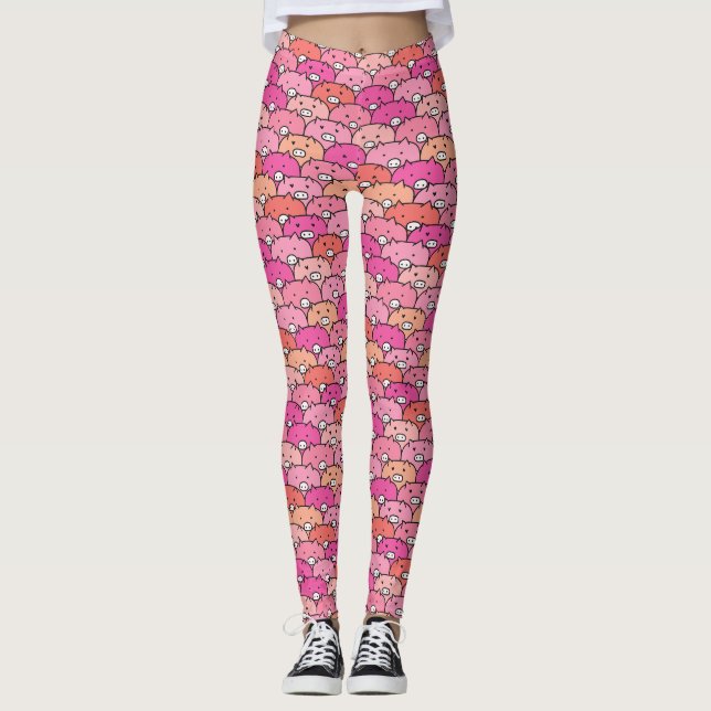 Girly Funny Gris Mönster Leggings (Framsida)