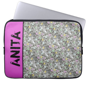 Girly Geology Granite Pastel Dots any Namn Rosa Laptop Sleeve