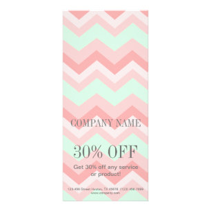 Girly Geometric Mönster rosa and mint chevron Reklamkort