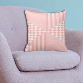 Girly Geometric Rosa Rand Diamond-Checkers Kudde