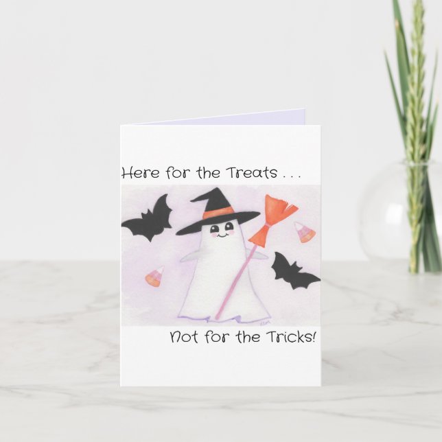 Girly Ghost med broom, fladdermus och godis Inbjudan (Framsida)