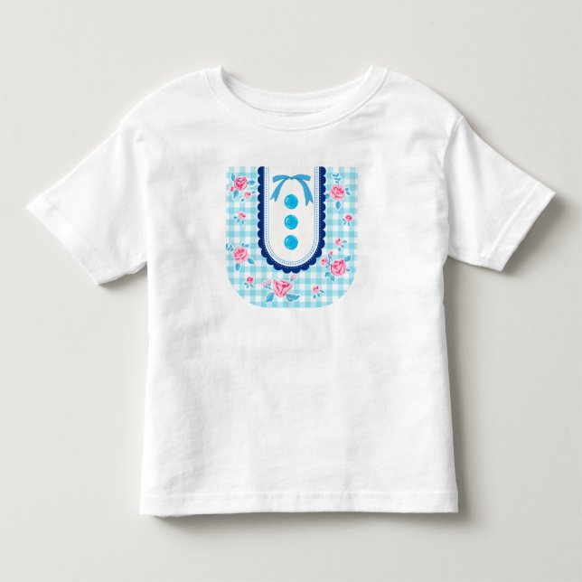 Girly gingham check pattern with cute ribbon t shirt (Framsida)