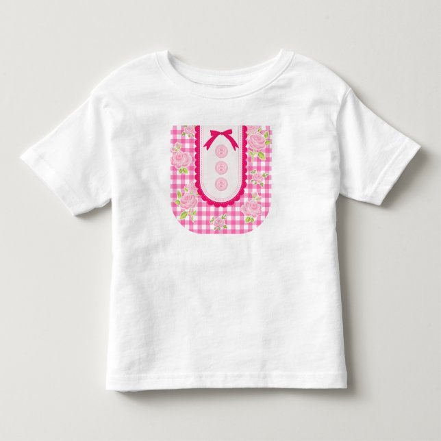 Girly gingham check pattern with cute ribbon t shirt (Framsida)