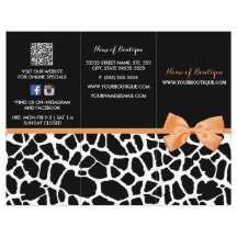 Girly Giraffe Print Orange Bow Boutique Brochure