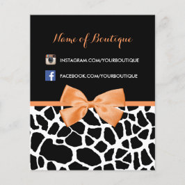 Girly Giraffe Print Orange Bow Mode Boutique Flygblad