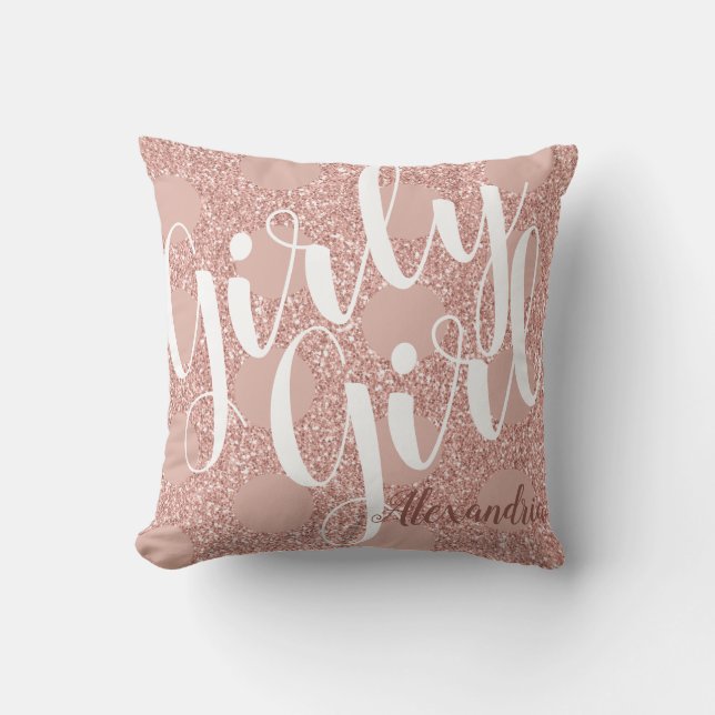 Girly Girl Ro  Glitter Polka-pricken Thro Kudde (Framsida)