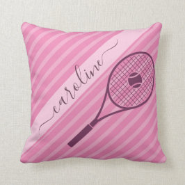 Girly Girl Stripe Tennis Racket & Boll Cute Rosa Kudde