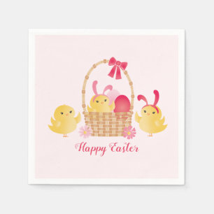 Girly Glad påsk Chick Rosa Pappersservett