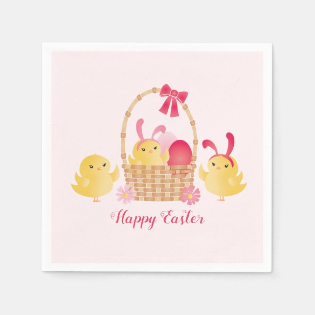 Girly Glad påsk Chick Rosa Pappersservett (Framsidan)