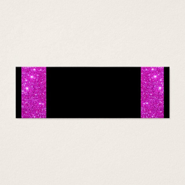 Girly Glam Black med Sparkly Rosa Glitter Ram Litet Visitkort (Framsidan)