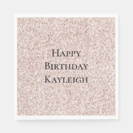 Girly Glam Blush Pink Glitter Birthday Pappersservett