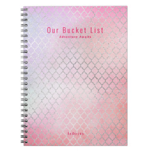 Girly Glam BUCKET LIST Rosa Glitter Anpassningsbar Anteckningsbok