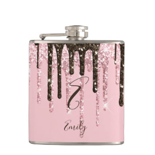 Girly Glam Chic Rosa Sparkles Modern Monogram Fickplunta