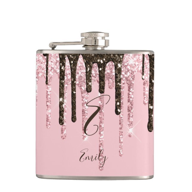 Girly Glam Chic Rosa Sparkles Modern Monogram Fickplunta (Framsidan)
