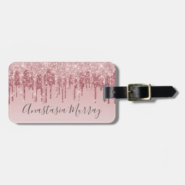 Girly Glam  drivrutiner Rosa ros Guld Glitter i Na Bagagebricka (Horisontell Framsida)