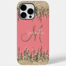 Girly Glam Glittery Rosa & Golden Monogram