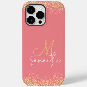 Girly Glam Glittrig Rosa & Guld Monogram