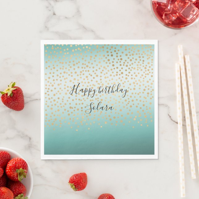 Girly Glam Guld Confetti Mint Ombre Pappersservett (Insitu)