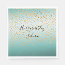 Girly Glam Guld Confetti Mint Ombre Pappersservett