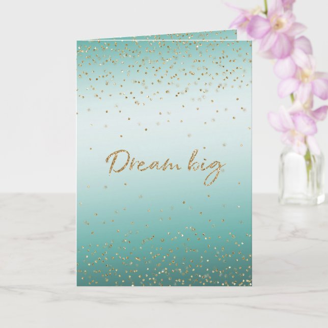 Girly Glam Guld Gnistra Confetti Mint Glitter Kort (Orkide)