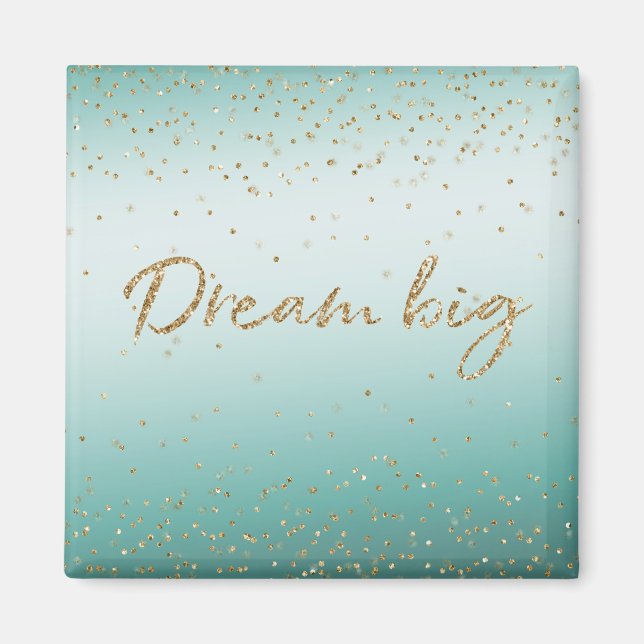Girly Glam Guld Gnistra Confetti Mint Glitter Magnet (Framsidan)