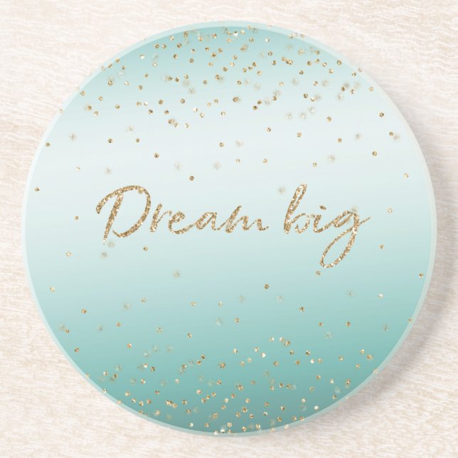 Girly Glam Guld Gnistra Confetti Mint Glitter Underlägg (Framsidan)