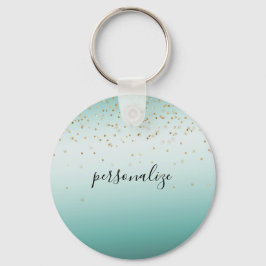 Girly Glam Guld Gnistra Confetti Mint Ombre person Nyckelring