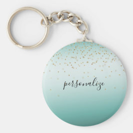 Girly Glam Guld Gnistra Confetti Mint Ombre person Nyckelring