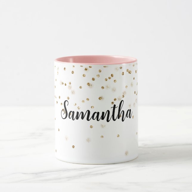 Girly Glam Guld Gnistra  Confetti Personlig Mugg (Center)