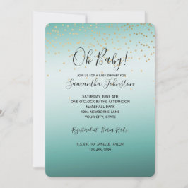 Girly Glam Guld Mini Confetti Mint Ombre Inbjudningar
