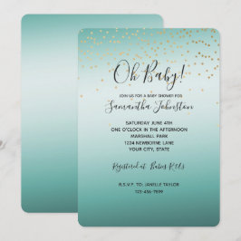 Girly Glam Guld Mini Confetti Mint Ombre Inbjudningar