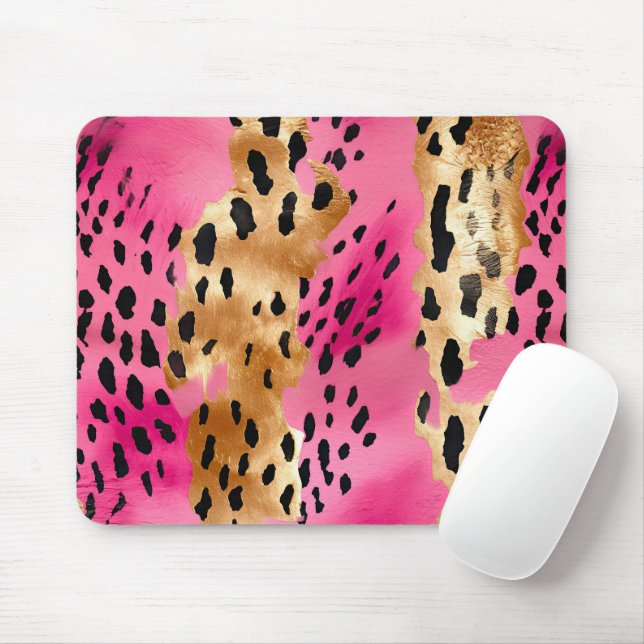 Girly Glam Guld Rosa Black Leopard Musmatta (Med mus)