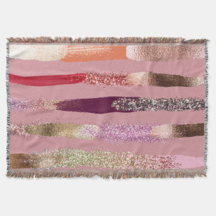 Girly Glam Guld Rosa Glitter Metallic Brushstrokes Filt