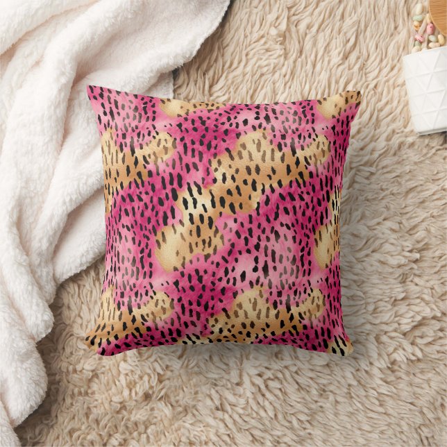 Girly Glam Guld Rosa Leopard Kudde (Filt)