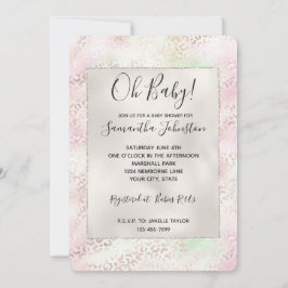 Girly Glam Guld Rosa Mint Ombre Leoaprd Skriv ut Inbjudningar