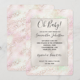 Girly Glam Guld Rosa Mint Ombre Leoaprd Skriv ut Inbjudningar