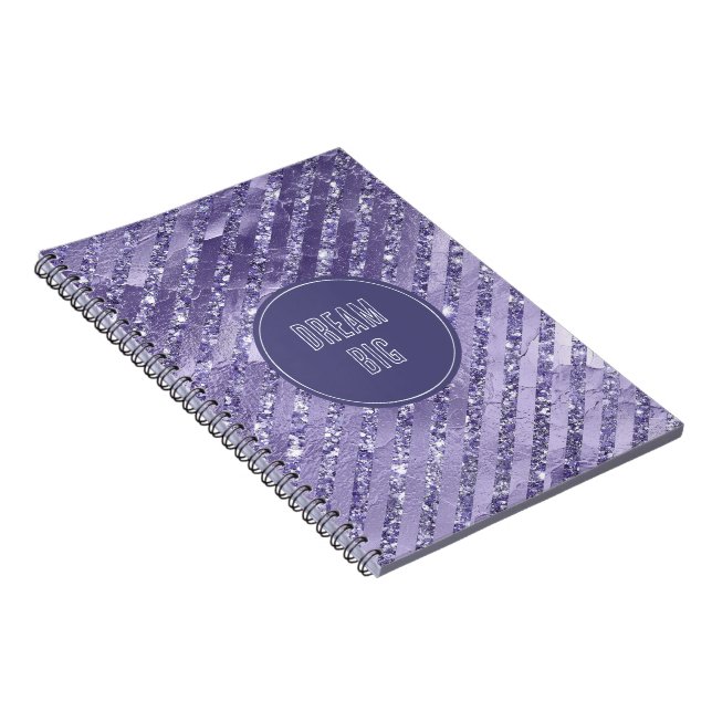 Girly Glam Lila Glitter Rand Anteckningsbok (Högra Sidan)